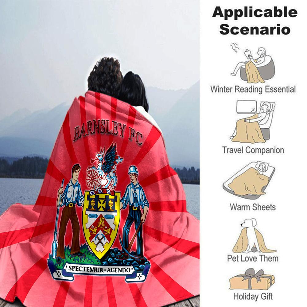 Barnsley Crest Design Flannel Blanket, Soft Polyester, Modern Design, All-Season for Camping, Travel, Gifts for holidays or birthdays