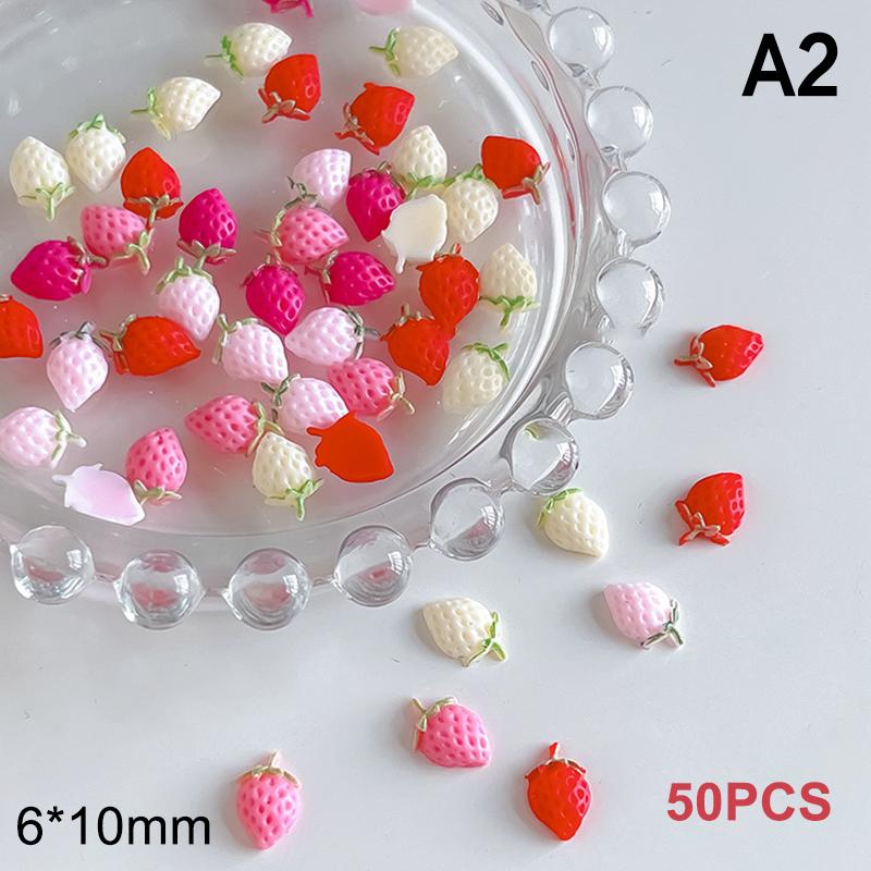 50 шт. креативные Kawaii желейные подвески для ногтей с клубникой и вишней, прозрачные разноцветные украшения из смолы для ногтей с клубникой, сделай сам