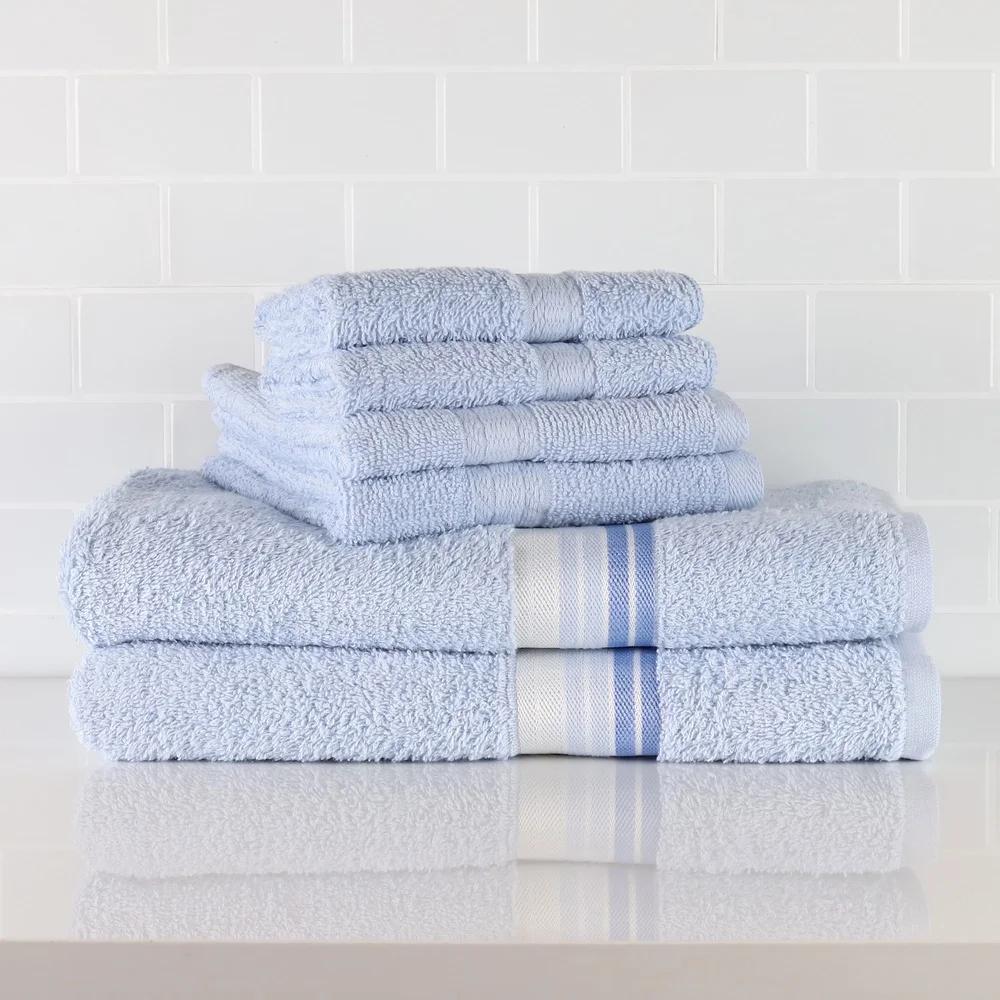 6 Piece Cotton Towel Set Super Soft Absorbent Bath Hand Washcloths Oeko-Tex Certified Bathroom Essentials Plush Towel Collection