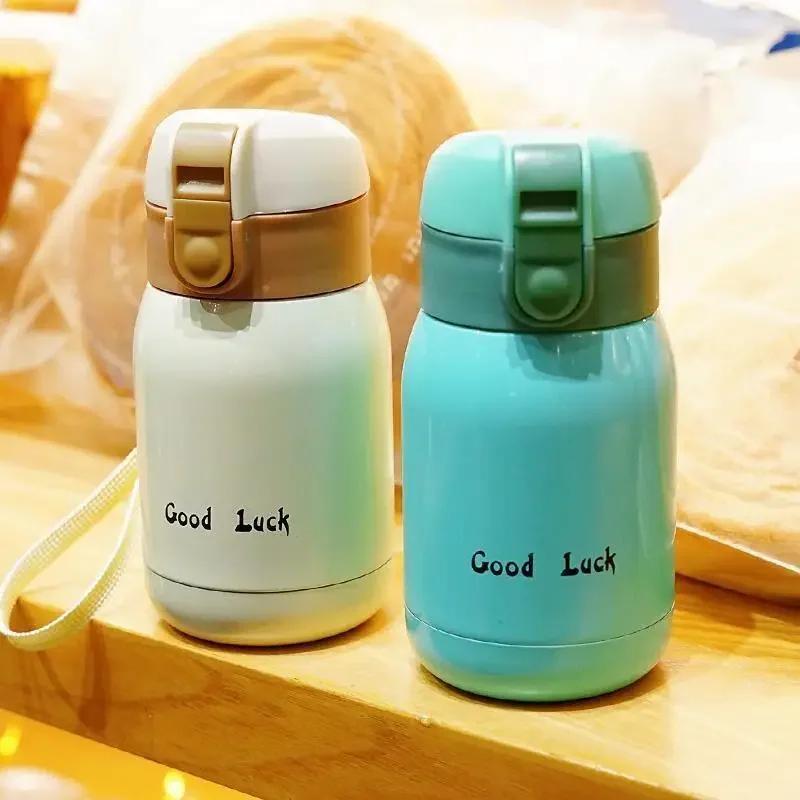 1/2PCS Goodluck Small Cute Mini Thermos Cup MINI Portable Creative Pot Belly Water Cup Pocket Cup with Hand Gift