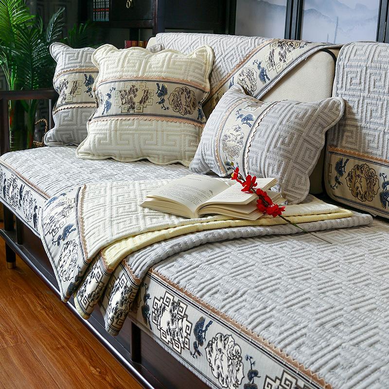 Новая китайская подушка для дивана из чистого хлопка, универсальная нескользящая кожаная подушка для дивана из цельного дерева, четыре сезона