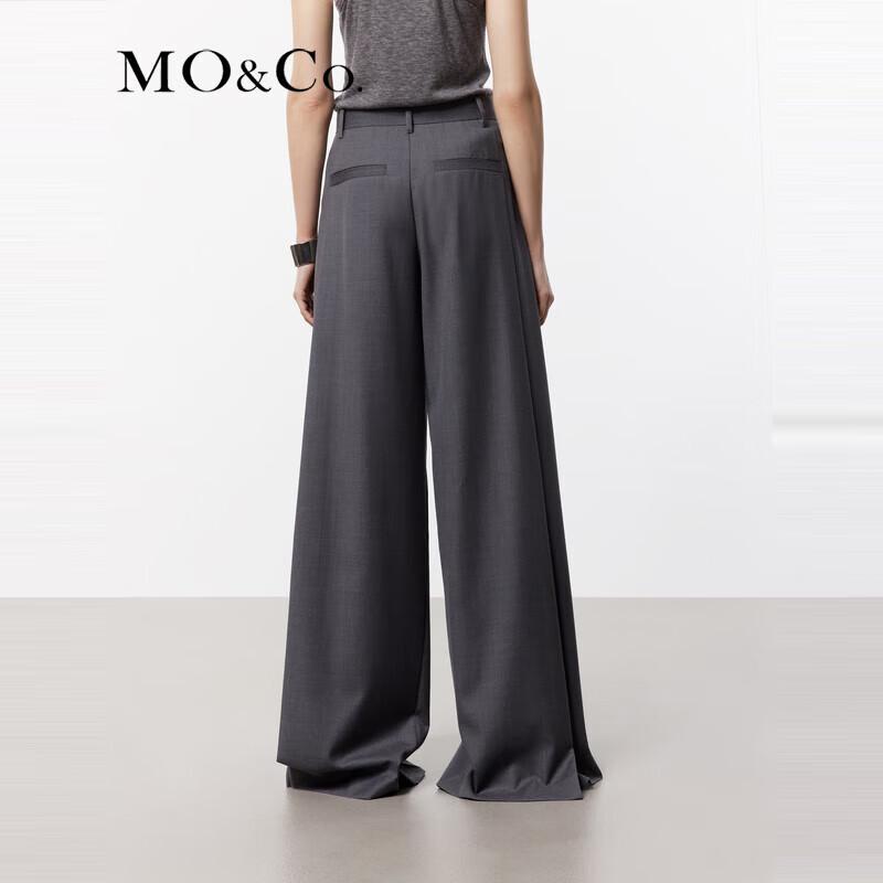 MO&Co. Wool-Blend Pleated High-Waist Wide-Leg Trousers