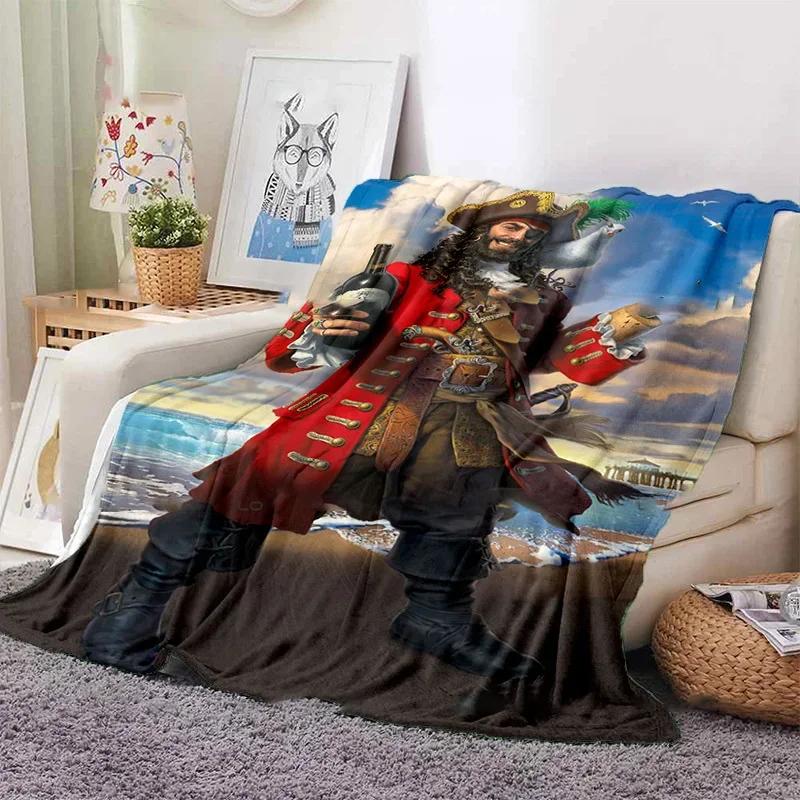 Classic Rum Pattern Decorative Blanket Captain Morgan Flannel Thin Blanket Portable Home Travel Office Blanket