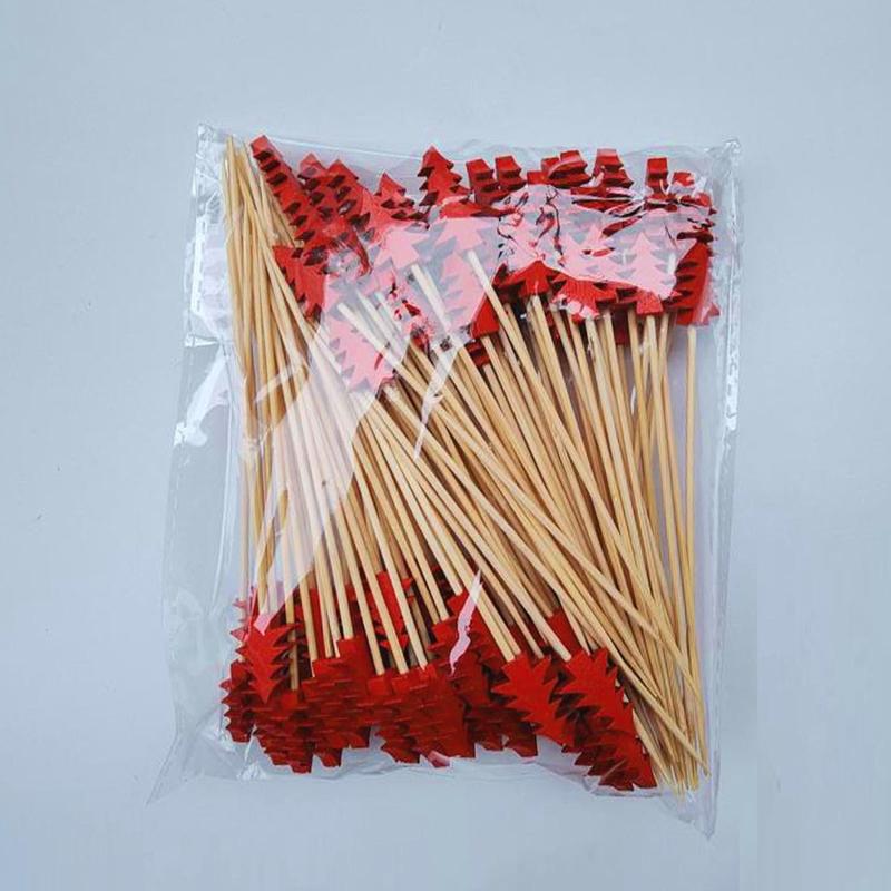 100PCS Christmas Tree Shaped Drink Cocktail Picks Appetizer Fruit Cupcake Pocks Festival Party Favors Decorations