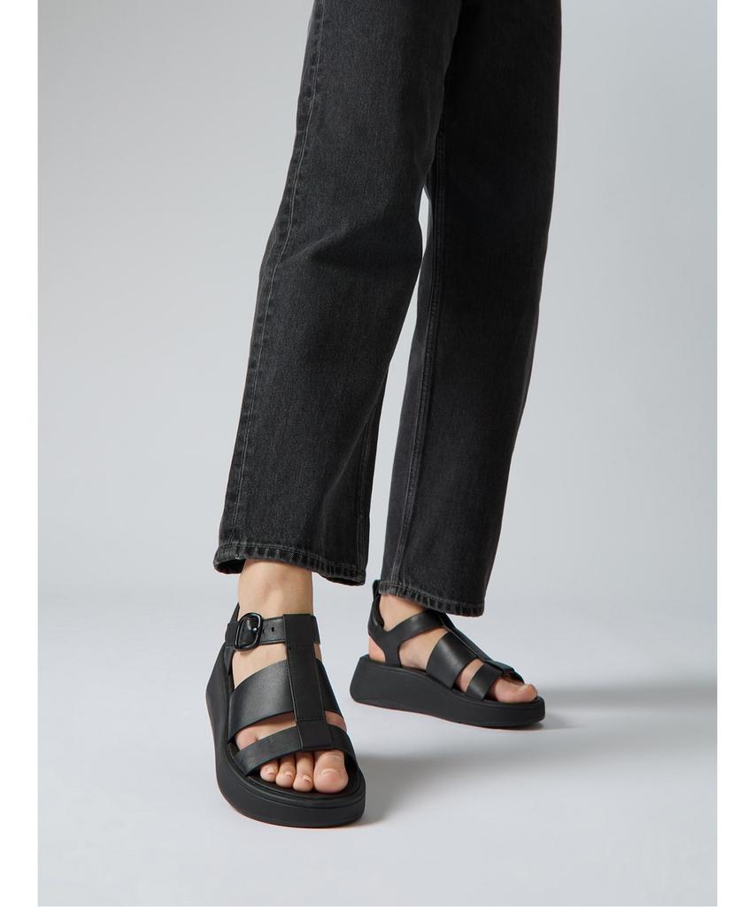 Женские кожаные платформенные сандалии-рыбаки Fitflop F-Mode - Черные (Ft64K2S065)