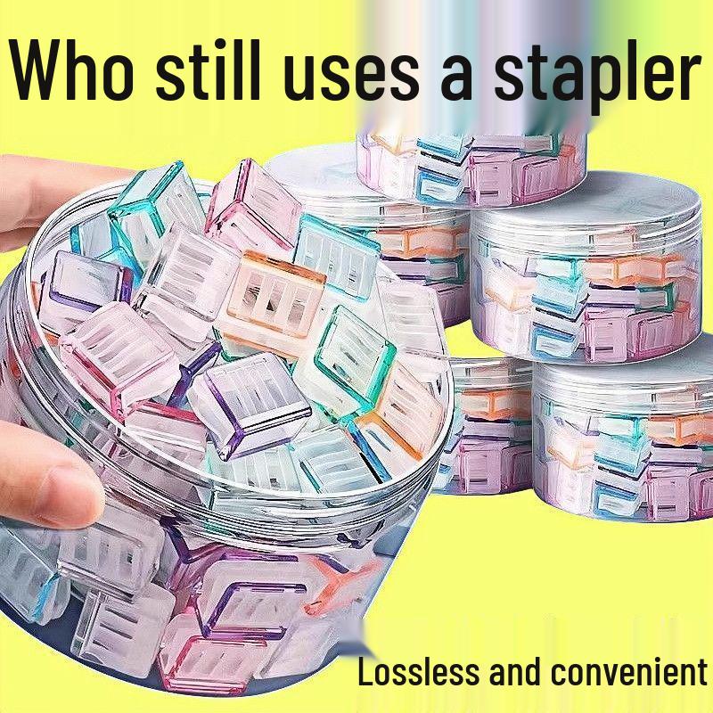 Канцелярские зажимы для бумаги А4 пастельных цветов, пуш-пул, не скручивающиеся, 2025