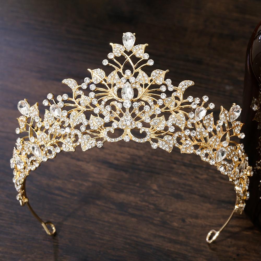 DIEZI Baroque Green Red Crystal Tiara Crown For Women Girls Party Wedding Elegant Queen Rhinestone Crown Hair Accessories