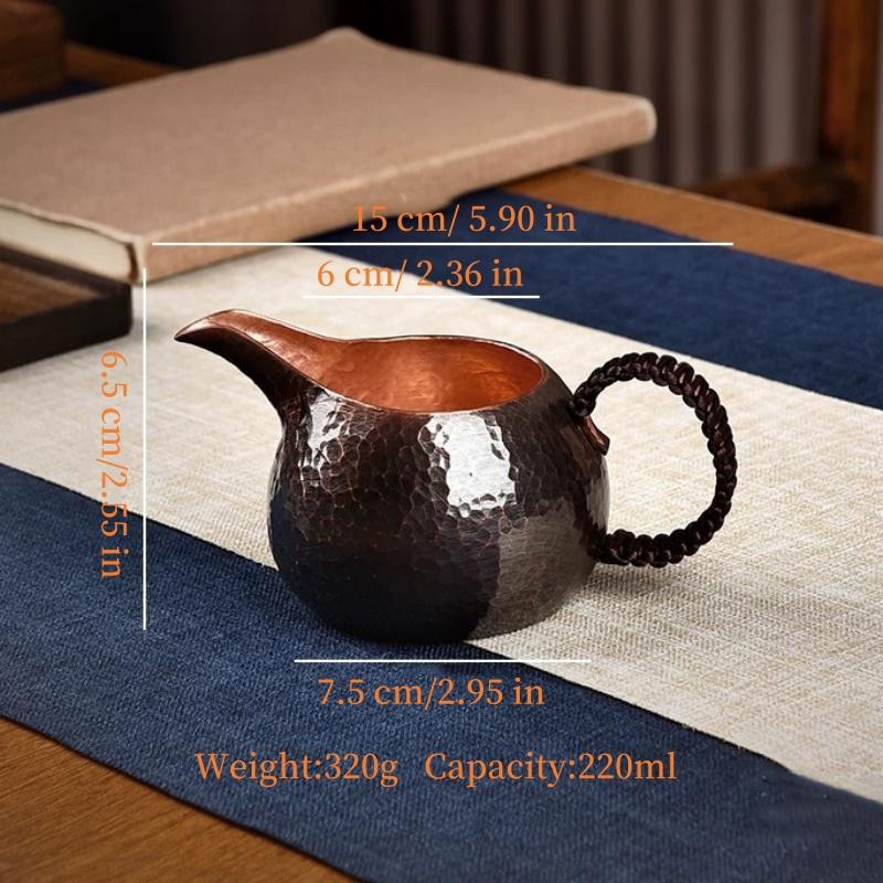 Vintage Pure Copper Coffee Cup,Hammer Texture Weave Pointed Mouth Handle 100 ml Milk Water Mug,Handcrafted Tea Tumbler Drinkware