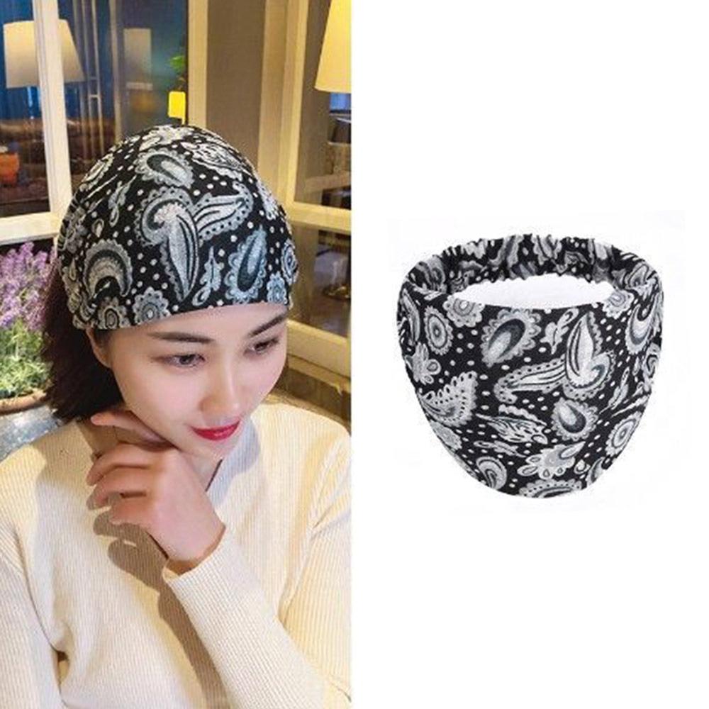 Хлопковая широкая повязка на голову Бохо повязка для волос Стильный головной убор для умывания лица, макияжа, йоги, тренировок