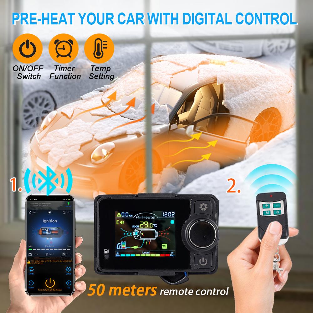 Дизельный воздушный отопитель 2/5/8 кВт 12 В/24 В/220 В Автомобильный отопитель с Bluetooth-пультом дистанционного управления для автомобиля, грузовика, лодки, дома на колесах, аксессуар для дизельного отопителя