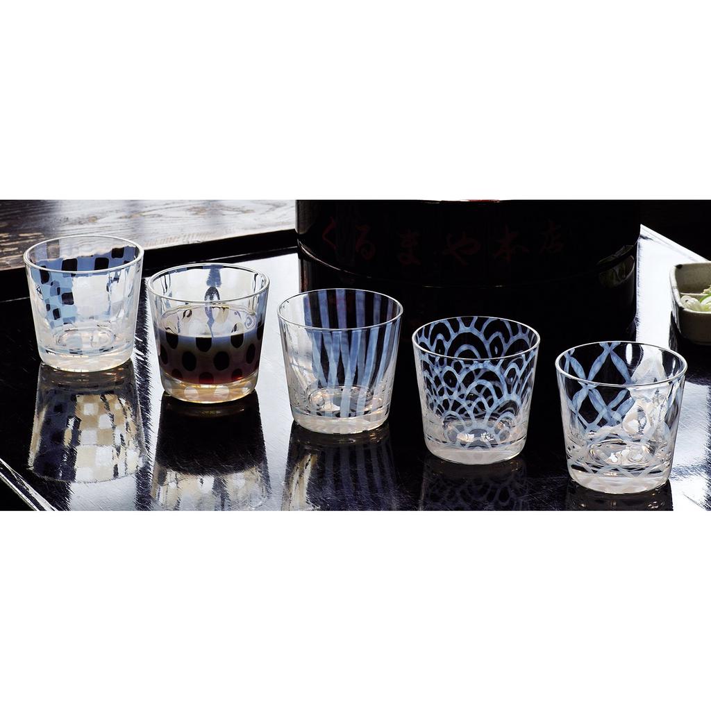 Hirota Glass Soba Choko (Chokko) - Taisho Roman Glass, Checkered Pattern, TR-33-1