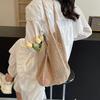 Женская сумка-тоут крючком Конфетная сумка Fashi Вязаная Большая вместимость Плетеная сумка через плечо Однотонная Простая сумка для покупок на лето Пляжная