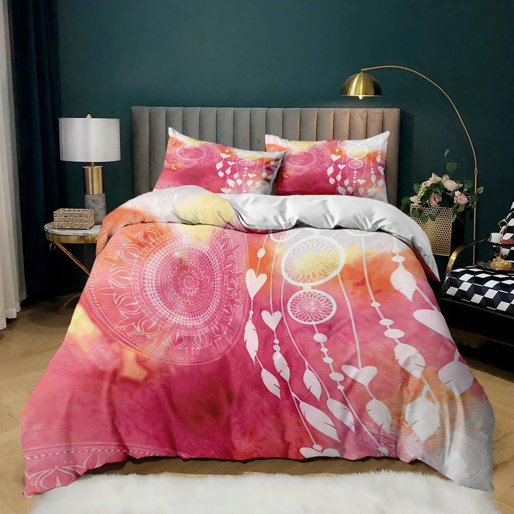 Пододеяльник «Ловец снов» для детей, комплект постельного белья из полиэстера с 3D-принтом, цветным рисунком перьев, в стиле бохо, размер «king-size»