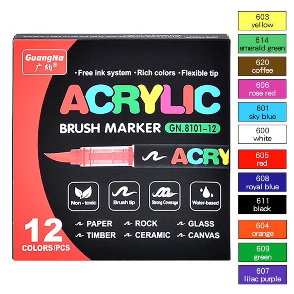 12-48 цветов Акриловые маркеры для рисования DIY Водонепроницаемые ручки-кисти для рисования по дереву, камню, холсту, стеклу, ткани, росписи яиц и камней