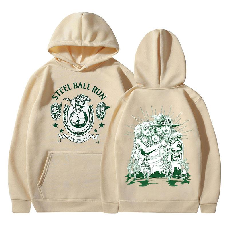 Японское Аниме JoJo's Bizarre Adventure Худи STEEL BALL RUN Графические Свитшоты по Манге Мужские Женские С Длинным Рукавом Флисовые Пуловеры