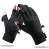 Men's Winter Windproof Waterproof Fingerless Touchscreen Cycling Gloves - Warm Fleece for Outdoor Sports