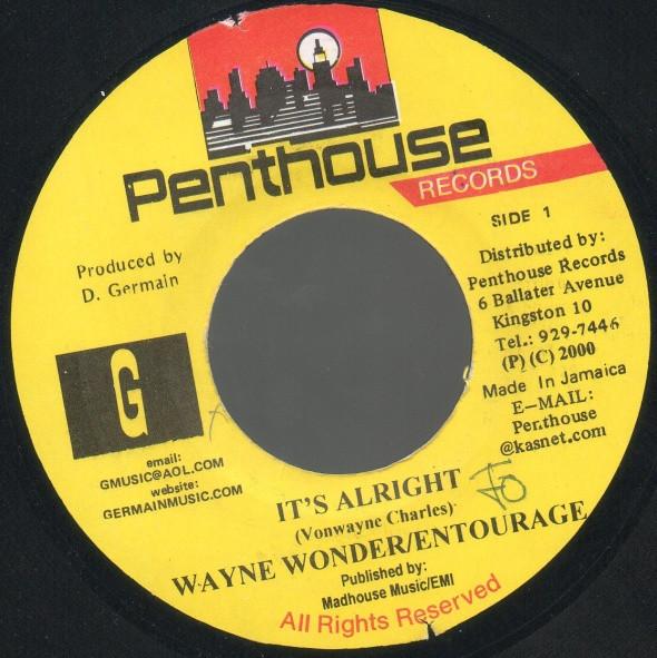 7inch Record WAYNE WONDER / ENTOURAGE - It's Alright NONE Penthouse Recor 2000 Jamaica Reggae, Ska & Dub Used