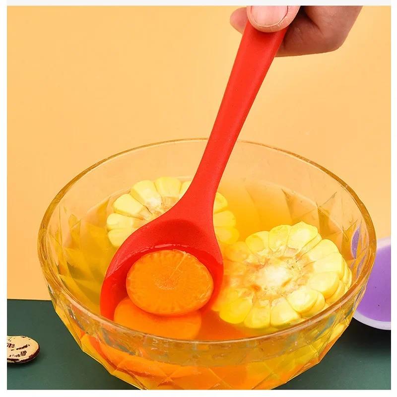 Colorful Silicone Spoon Heat Resistant Non-stick Rice Spoons Kitchenware Tableware Learning Spoon Cooking Kitchen Tool Tableware
