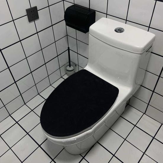 Однотонный чехол для унитаза, ультра-плюшевая эластичная лента, нескользящий материал, можно стирать