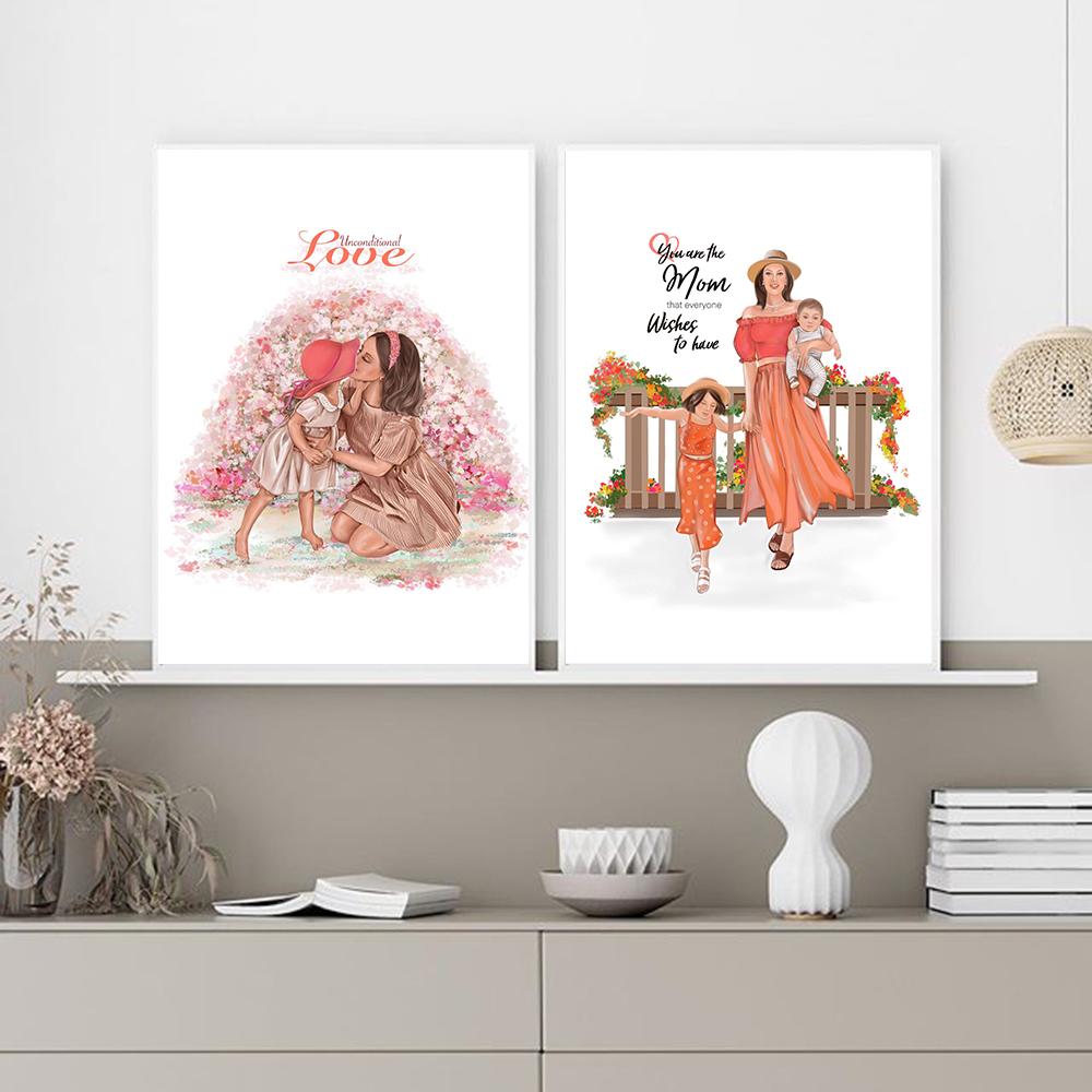 Мама Дочь Настенное Искусство Холст Живопись Постеры и Принты Мода Люблю Тебя Подарок на День Матери Картина для Гостиной Домашний Декор