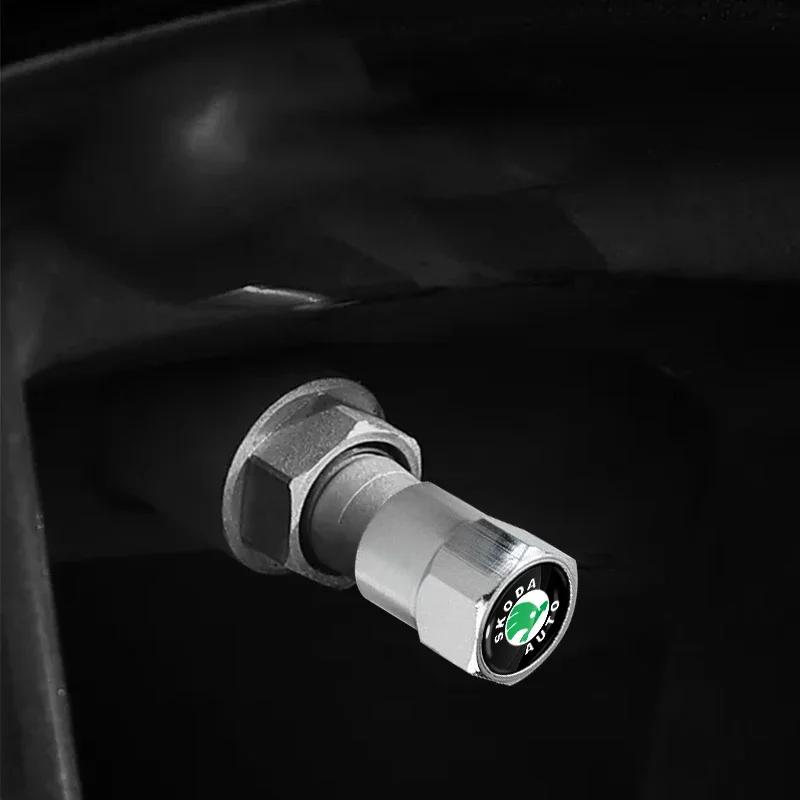 2025 Hot 4pc Car Tire Valve Cover Hexagonal Cap Air Dustproof For Skoda Octavia MK2 MK1 2 3 A5 A7 A8 Karoq Fabia Superb Rapid Ka