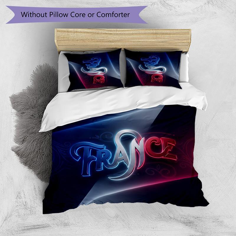 France Football Printed Bedding 3 Piece Set Cozy Breathable Bed Cover Set as Housewarming Holiday Gift