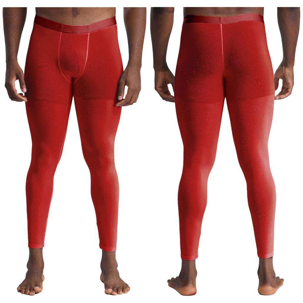 Mens Silky Yoga Leggings Seamless Stretch Fabric Gym Sports Bottoms