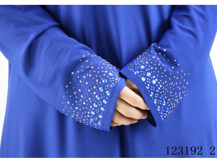 Traditional Muslim Women's Prayer Dress with Crystal Embellishments - Long Cotton Robe