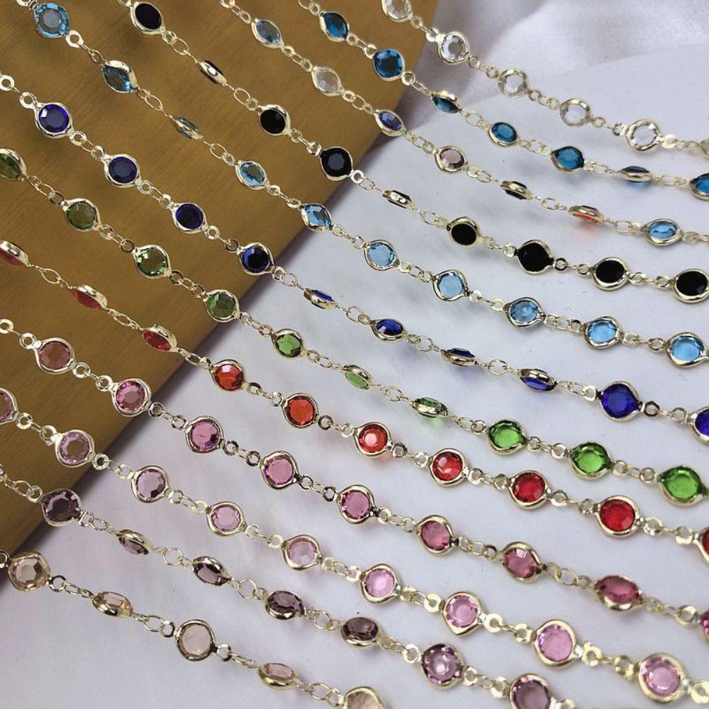 Shiny Necklace Chain Crystal Beads Beaded Making 1Meter Crystal Beads Chains