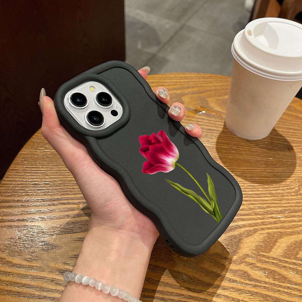 Чехлы для телефонов N93 Peony Macaron Wavy Edge для iPhone 16 Pro Max Samsung S24 Plus S23 Ultra A35 A55 A05s Xiaomi Redmi Note 13 Honor Противоударный чехол