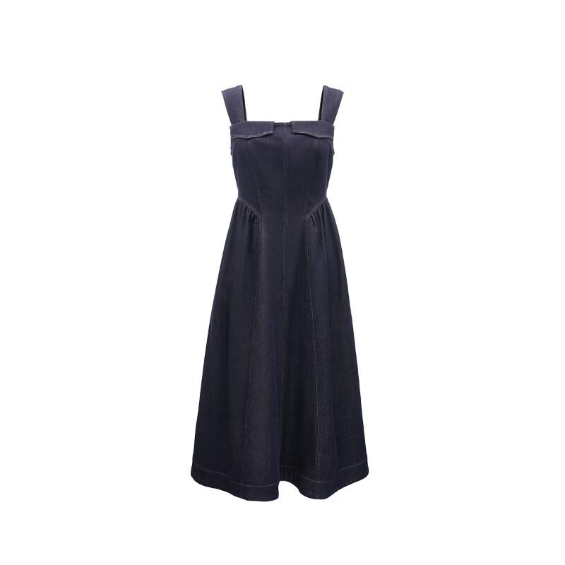 ONLY 2024 Spring Retro Ruched Mid-length Sleeveless Denim Dress