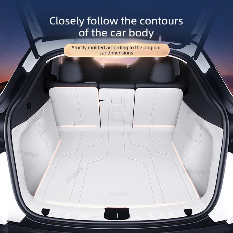 Xiaomi Для Tesla Model Y Juniper 2025 2026 Коврик в багажник Полное покрытие Кожаный коврик в багажник Подстилка для груза Аксессуар для защиты заднего багажника автомобиля
