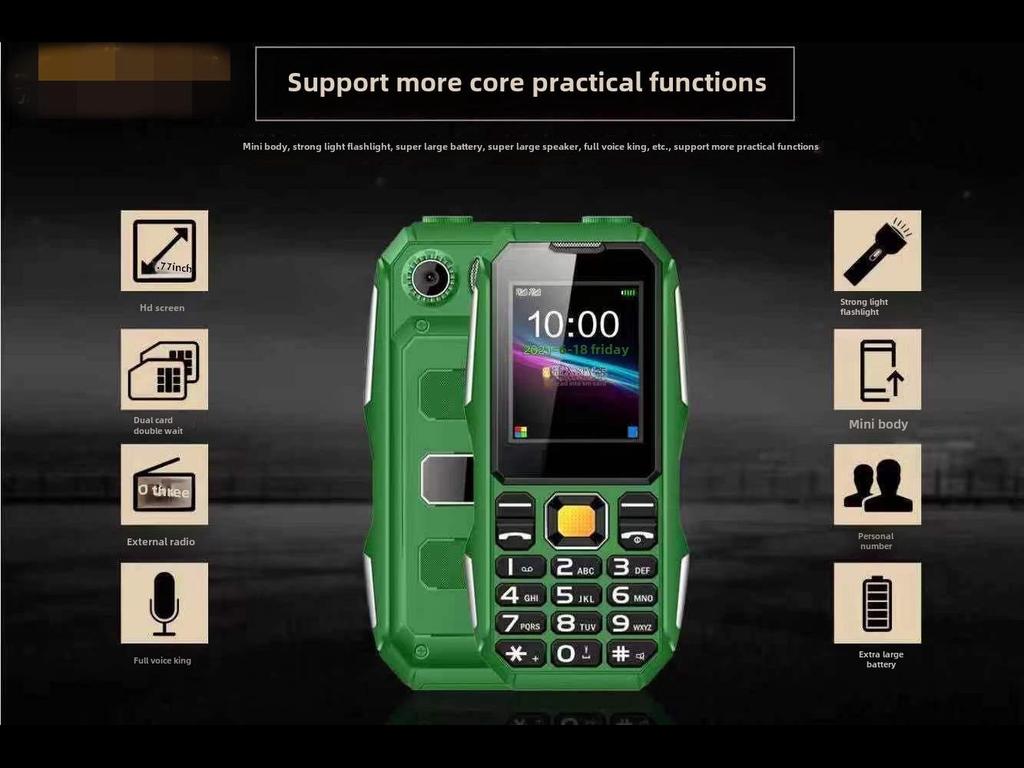 Защищенный мобильный телефон W2021: Большая батарея, громкий звук, большие кнопки, две SIM-карты, камера, многоязычность.
