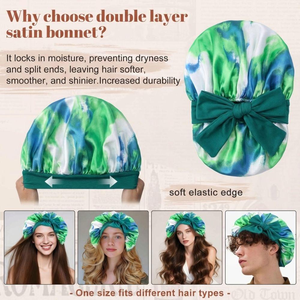 Elastic Tie Band Satin Bonnet Extra Large Hair Bonnet Luxury Sleep Cap Hair Protection