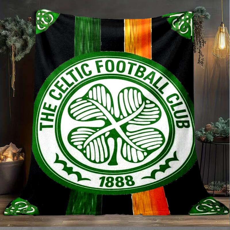 1PC Celtic Football Club Crest Printed Soft Flannel Blanket Throw for Adult Bedroom Living Room Sofa Camping Travel Fan gifts Christmas Gifts