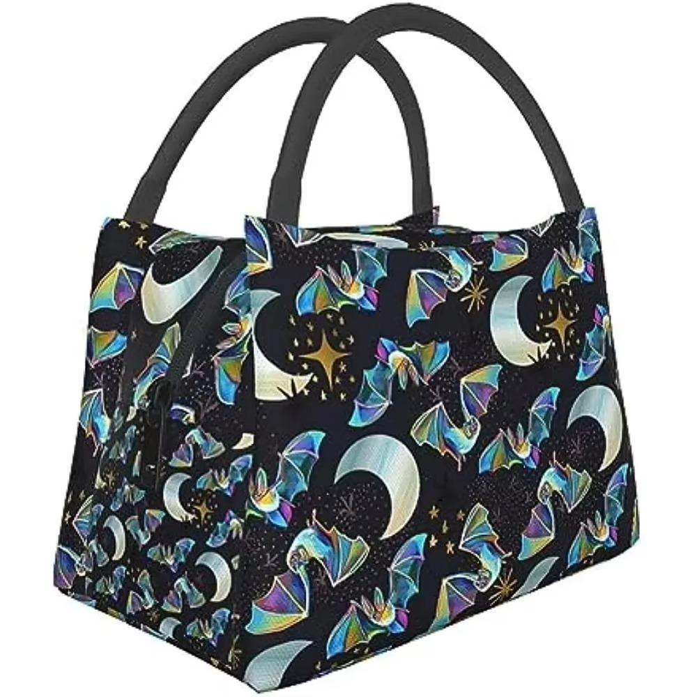 Goth Gothic Bats Lunch Box for Women Men Portable Lunch Bag Tote Bag Reusable Snack Bag for Work Picnic Camping One Size