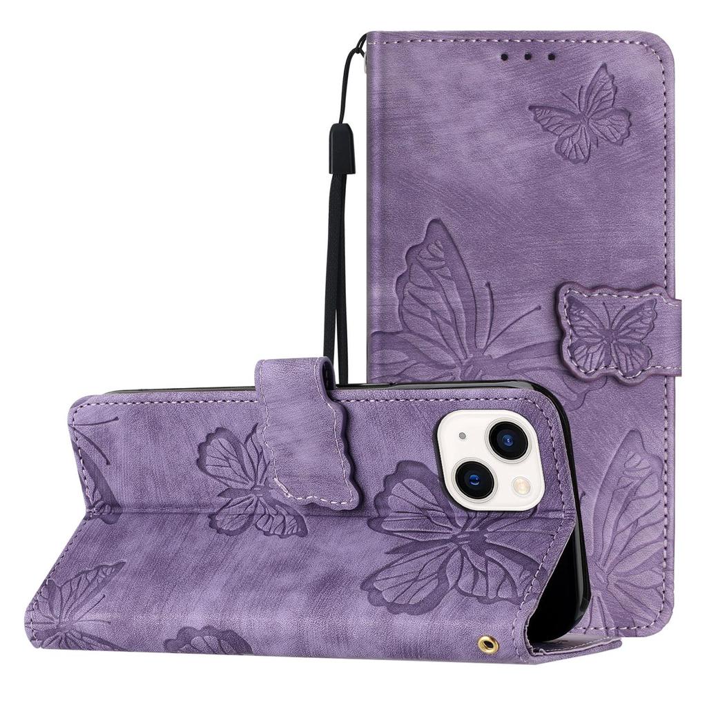 Джинсовая линия с тиснением бабочки, сплошной цвет, кожаный чехол-кошелек для телефона, подставка для книг для iPhone, Samsung, Xiaomi, Huawei, Moto Oppo, откидная сумка с магнитной картой