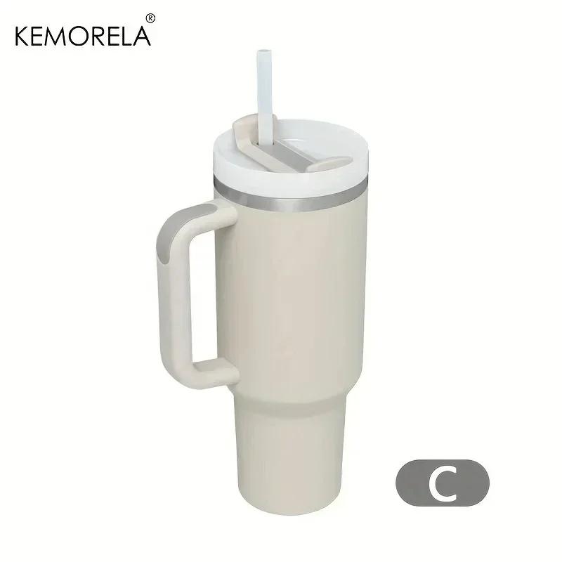 40 унций 304 Стальная Термобутылка для Воды Термокружка для Кофе в Машину Холодные Кружки Термос с Ручкой и Соломкой Для Спорта