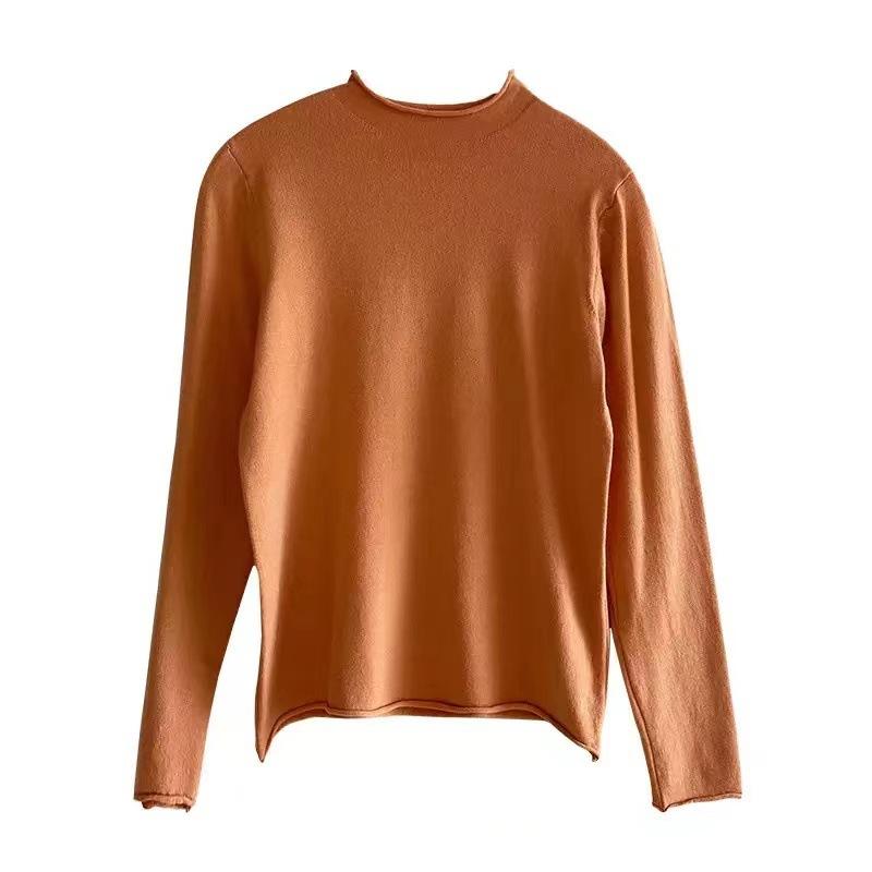 Autumn and Winter Women's Bottoming Shirt Knitwear Half High Neck Thin Section of The Inner Sweater Long-sleeved Tops