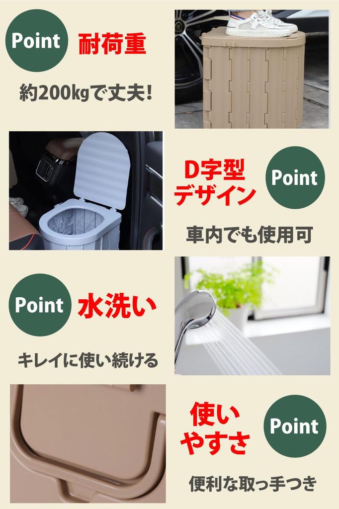 EMICHE Folding Emergency Toilet Set Nursing Portable for Car (Black) [Emergency Preparedness, Care, Leisure, Camping, Use]