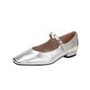 2025 Summer Mary Jane Women's Shoes Soft-soled Low-heeled Single Shoes Women's Ballet Silver Shoes Thick-heeled Silver