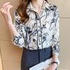 Модные женские рубашки с принтом, женские блузки на пуговицах, весенне-осенние рубашки с длинными рукавами, топы