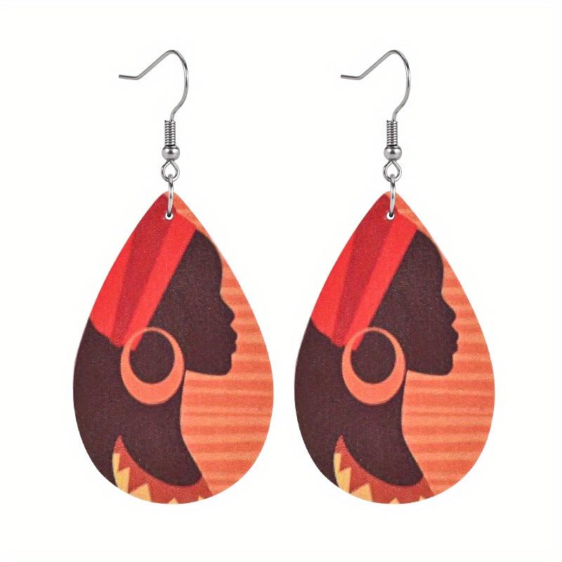 Богема Цыганка с серьгами Принт Серьги-капли из ПУ для женщин Девушек Серьги-подвески с буквой Вечеринка Украшения Новогодние Рождественские подарки