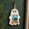 Halloween Home Wall Art Cute Ghost Wooden Photo Frame with Hanging Rope, Creative Theme Decor Picture for Holiday Party And Decoration