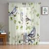 Nature Bird Leave Watercolor Sheer Curtain For Living Room Bedroom Voile Curtains For Window Organza Curtains Party Tulle Drapes