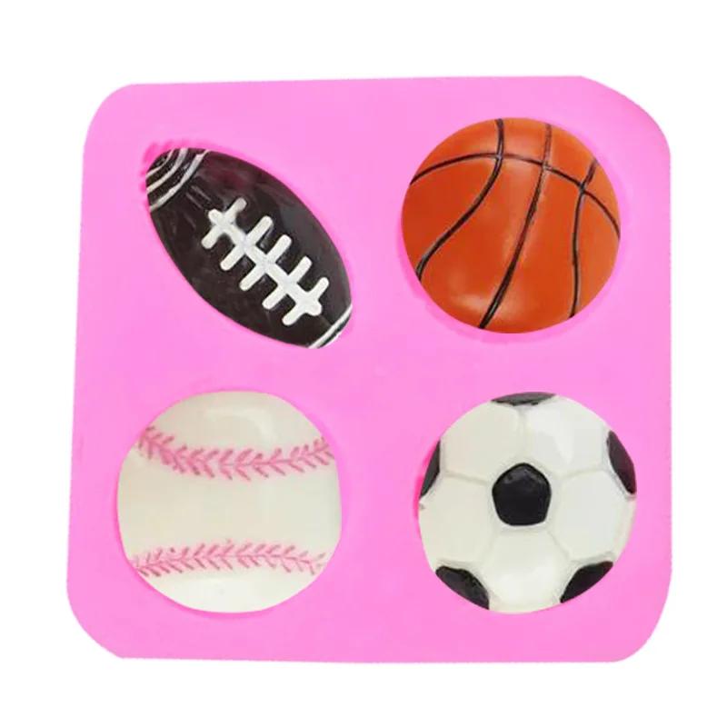 Спортивные мячи силиконовые формы футбол баскетбол теннис помадка торт украшения инструменты DIY конфеты для вечеринок шоколад мастика формы