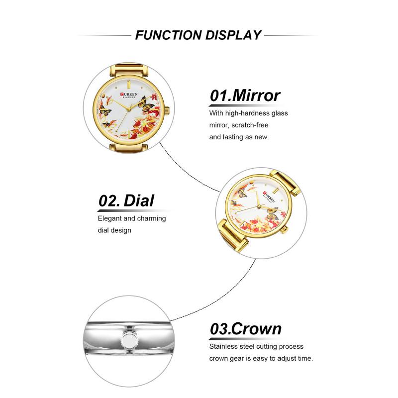 CURREN New Top Ladies Watch Fashion Quartz Simple Printing Butterfly Watch