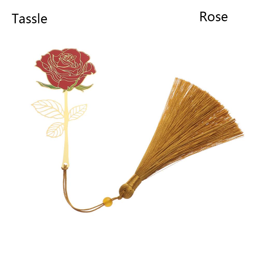 School Office Supplies Tassel Metal Pendant Hollow Painted Pagination Mark Book Clip Brass Bookmark