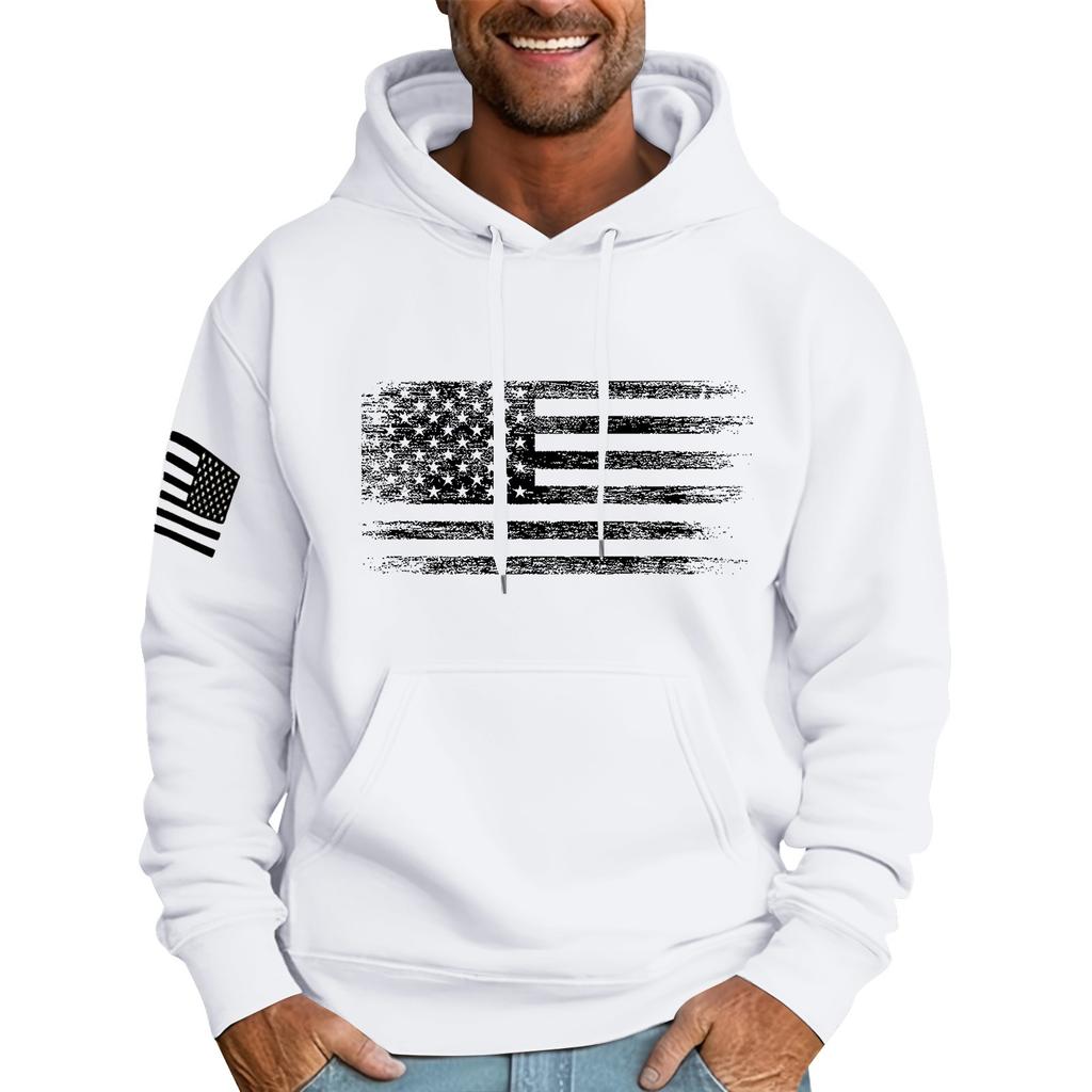 Мужская свободная толстовка с капюшоном и принтом флага, мужская повседневная модная спортивная толстовка