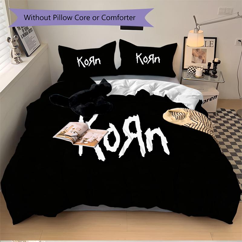 3Pcs Korn Music Poster Bedding Set Quilt Cover Pillowcase Home Christmas Xmas Halloween Gift 1 Duvet Cover 2 Pillowcase M928755
